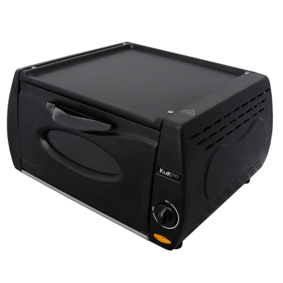 Compact black mini tandoor oven with a sleek design, smooth surface, and control knob, perfect for making traditional Indian dishes