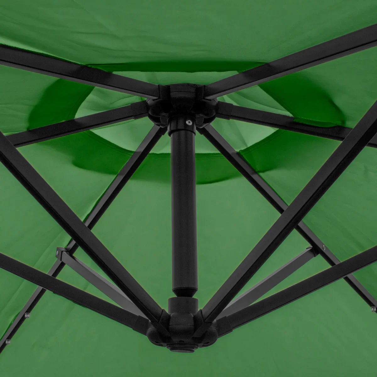 Green 3m LED cantilever parasol showcasing a sturdy black frame and vibrant green canopy, designed for outdoor shading and style