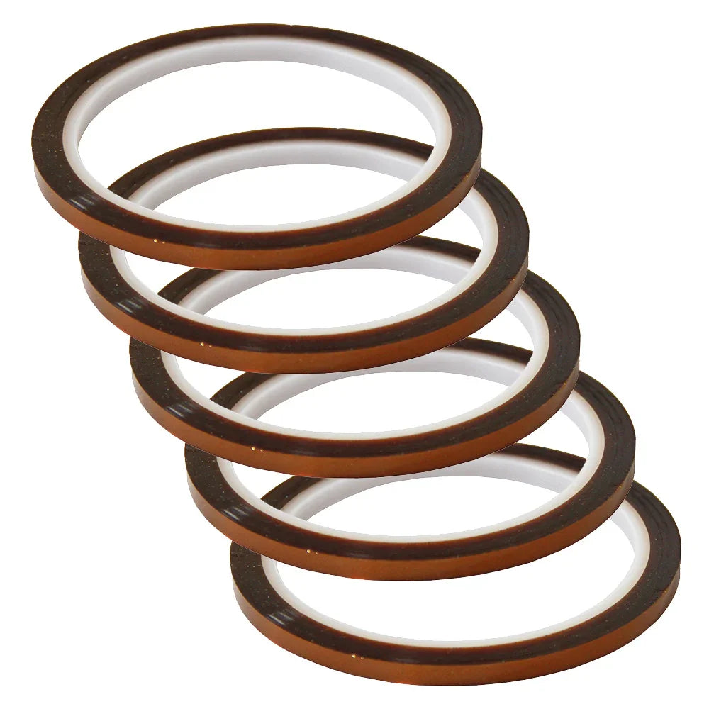 Heat resistant tape rolls stacked, featuring a glossy brown exterior and white inner lining, ideal for high-temperature applications