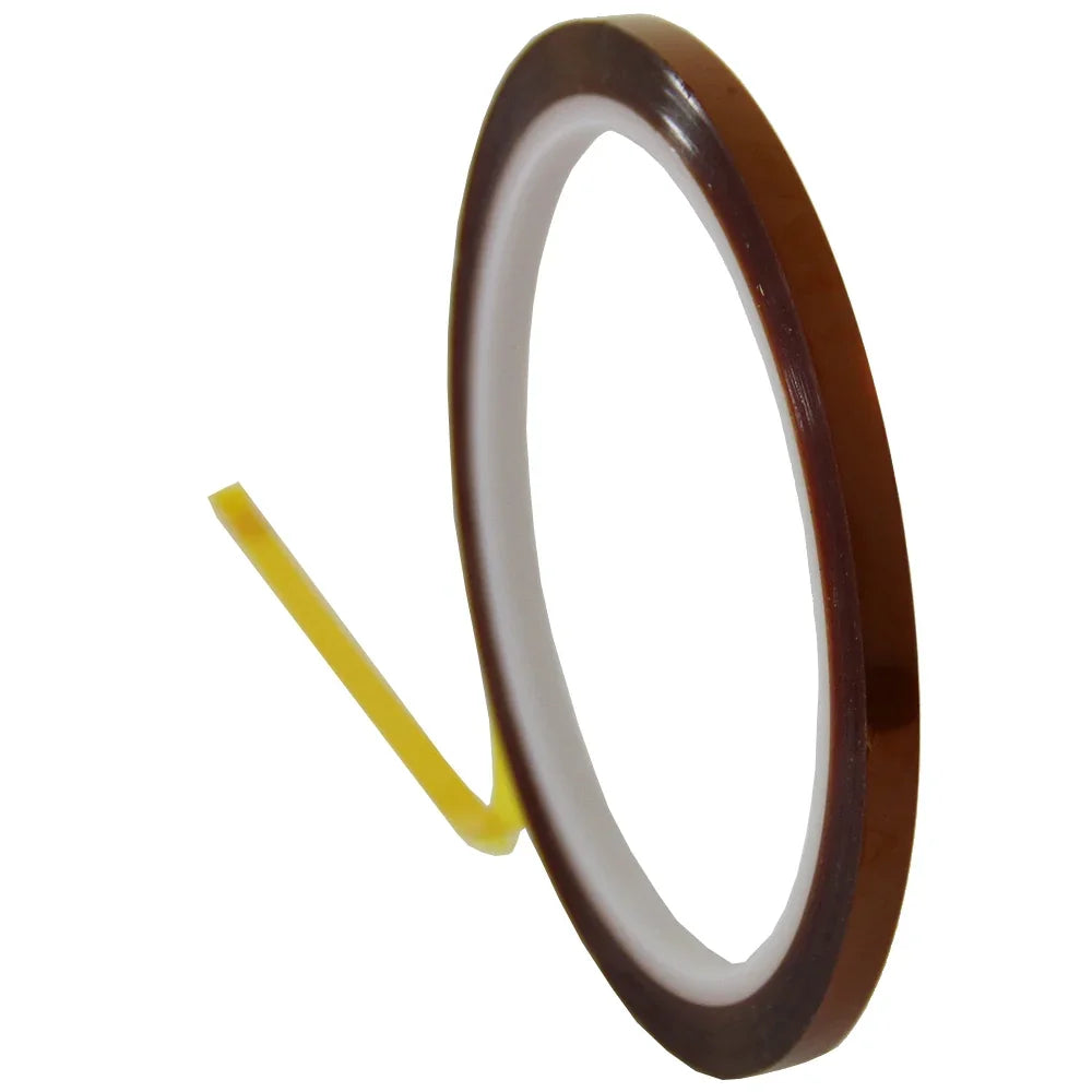 Brown high-temperature tape on a white backing, featuring a yellow pull tab for easy application, ideal for crafting and heat transfer projects