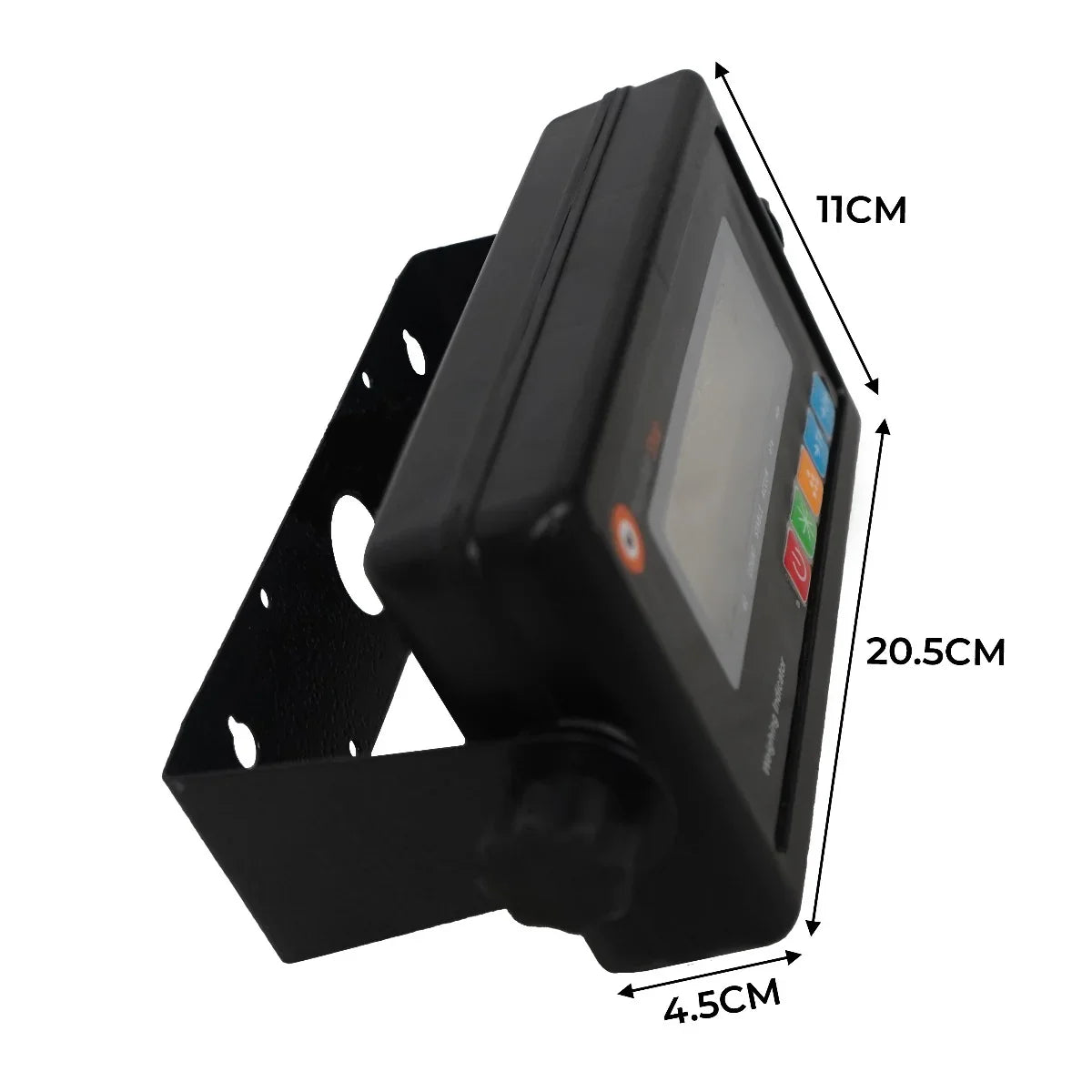 T-Mech Industrial Weighing Beam Scales display unit with a black casing, featuring a digital screen and colorful buttons, mounted on a bracket