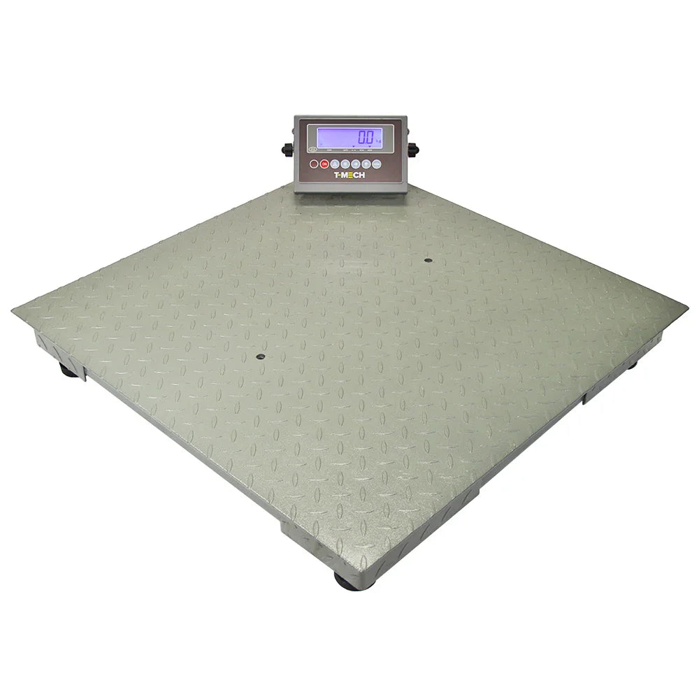 T-Mech 80cm industrial pallet floor weighing scales with a textured silver platform and digital display for accurate measurements