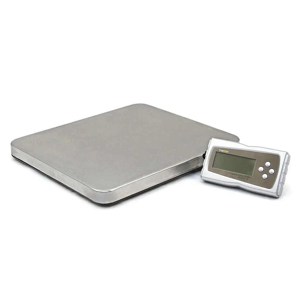 Heavy duty postal scales with a stainless steel platform and digital display, designed for accurate weight measurements in shipping