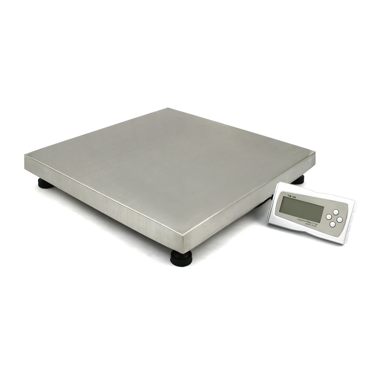 Stainless steel vet scales measuring 50cm x 50cm with a digital display, designed for accurate pet weight measurements