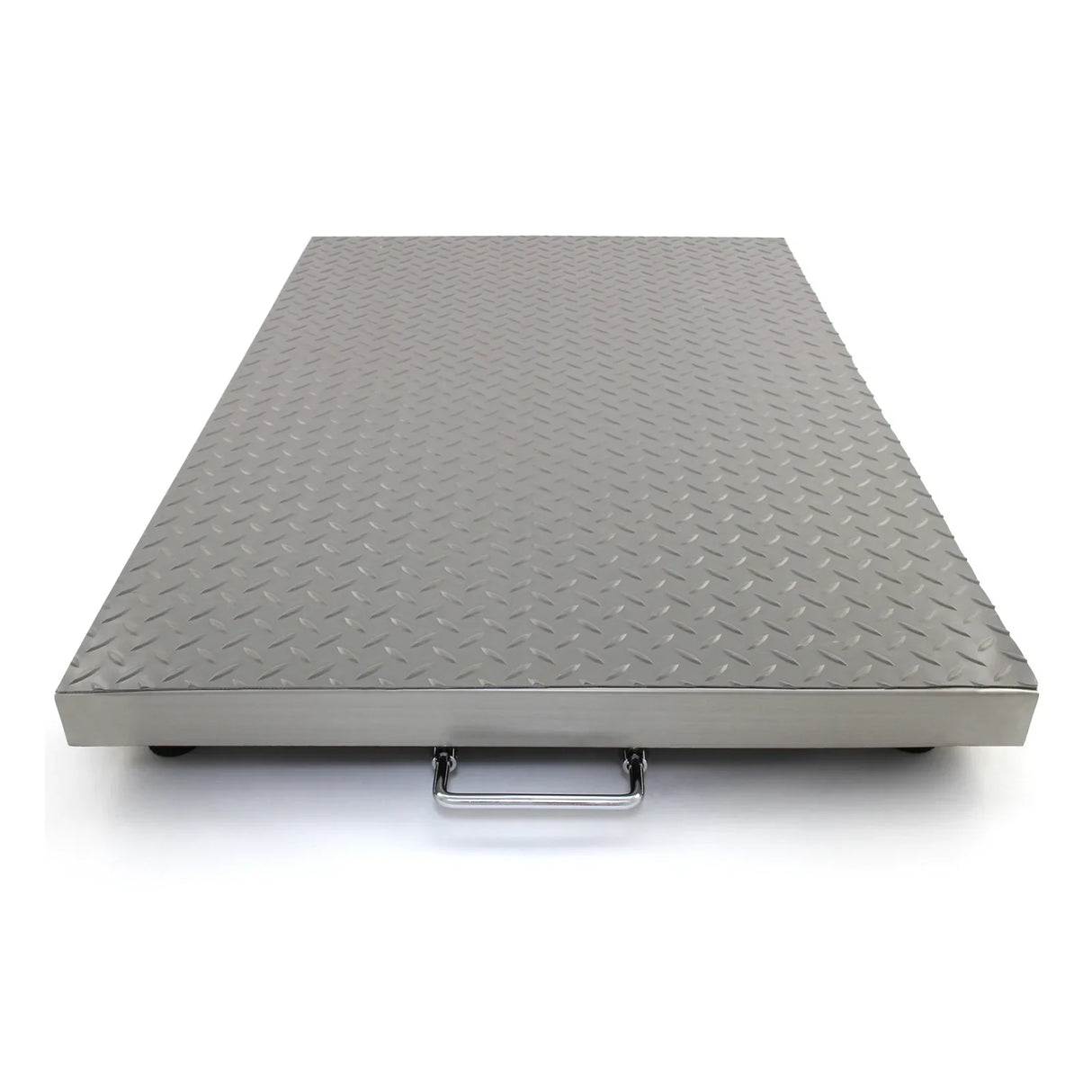T-Mech 90cm x 60cm platform scales with a durable stainless steel surface featuring a diamond plate texture and a sturdy handle