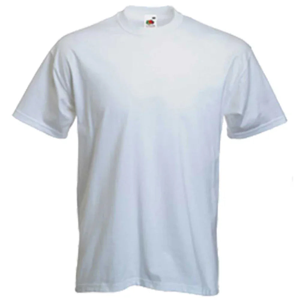 Classic white short-sleeve t-shirt made from soft cotton, featuring a crew neckline and a relaxed fit, ideal for casual wear