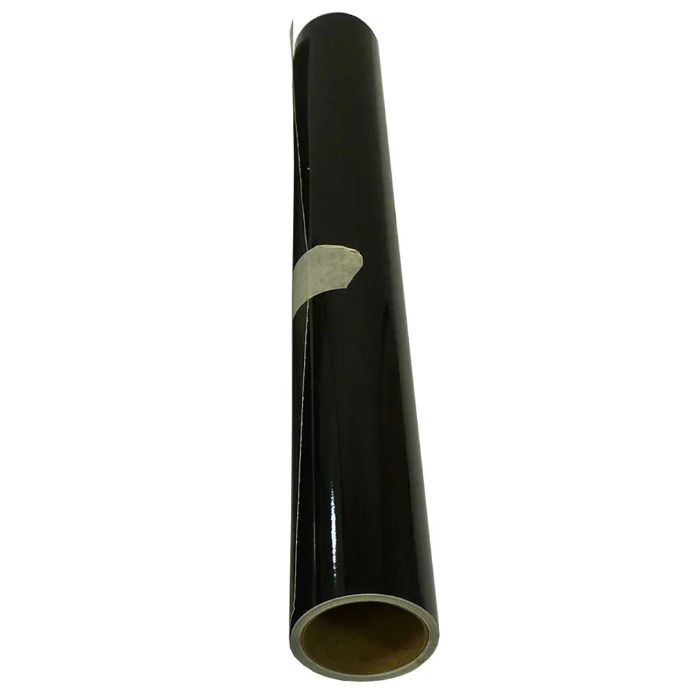 Glossy black vinyl roll from the PixMax PRESStige Bundle, showcasing a smooth texture and durable finish for crafting projects