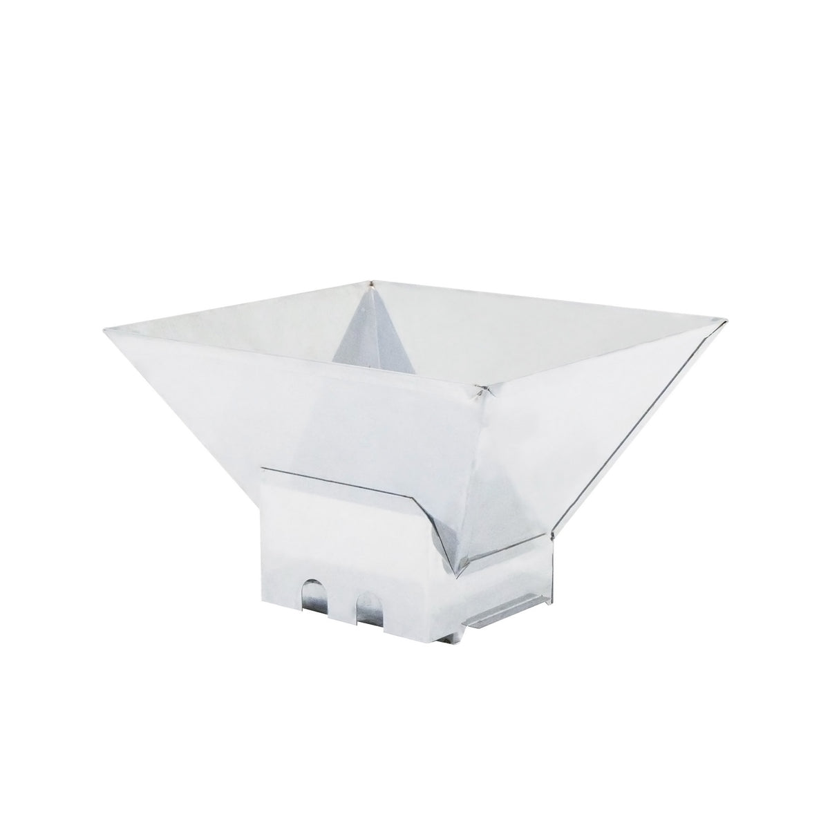 Stainless steel 7-litre fruit crusher with a sleek, shiny finish and a wide, square-shaped bowl for efficient fruit processing