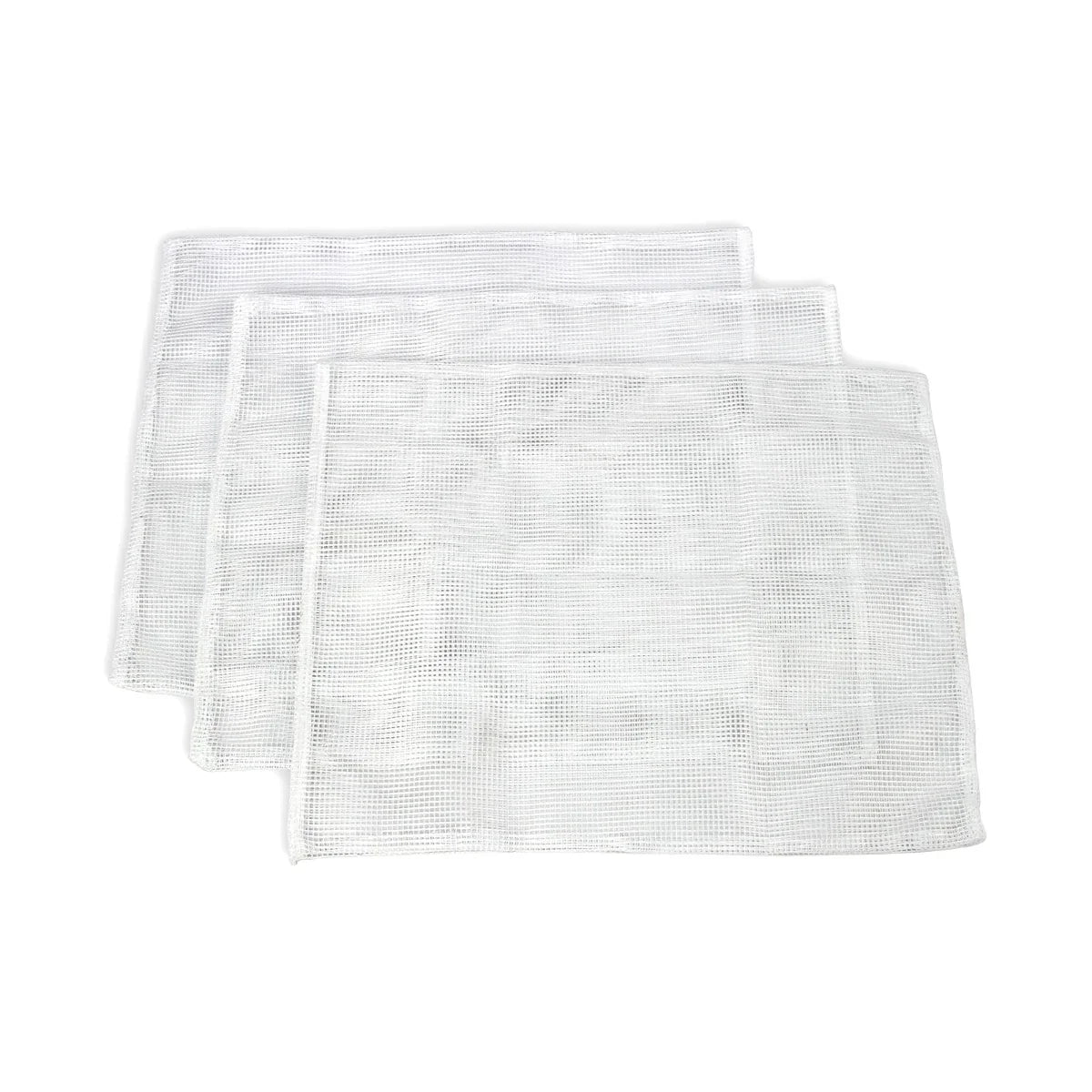Set of three white mesh bags designed for use with the KuKoo Fruit Crusher and 18 Litre Fruit Press for easy fruit processing