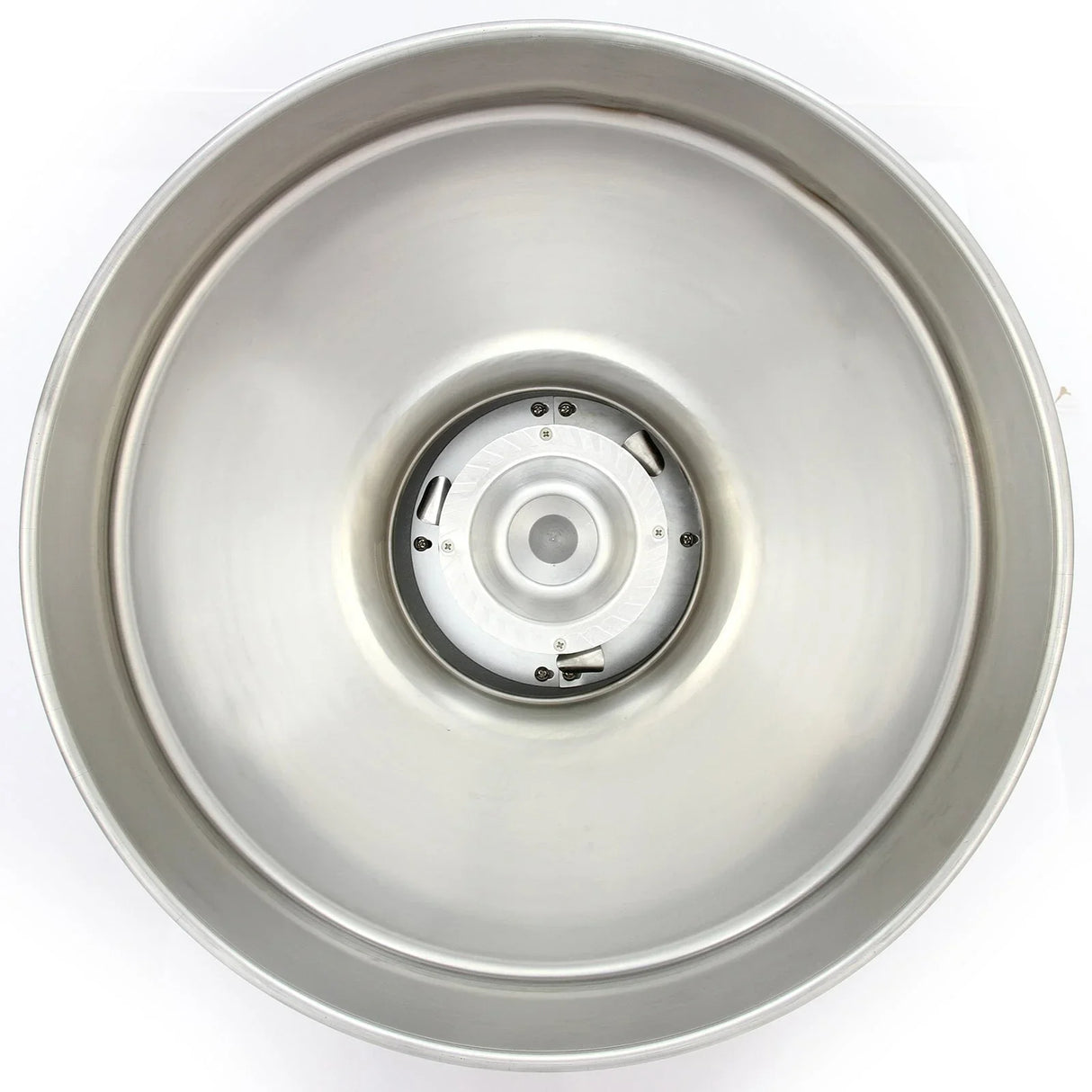 Stainless steel bowl of the KuKoo Candy Floss Making Machine, featuring a smooth, shiny surface and central spinning mechanism