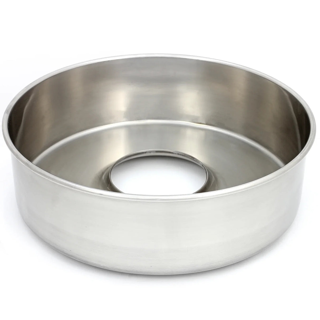 Stainless steel bowl for KuKoo candy floss machine, featuring a smooth, shiny surface and a central opening for easy use