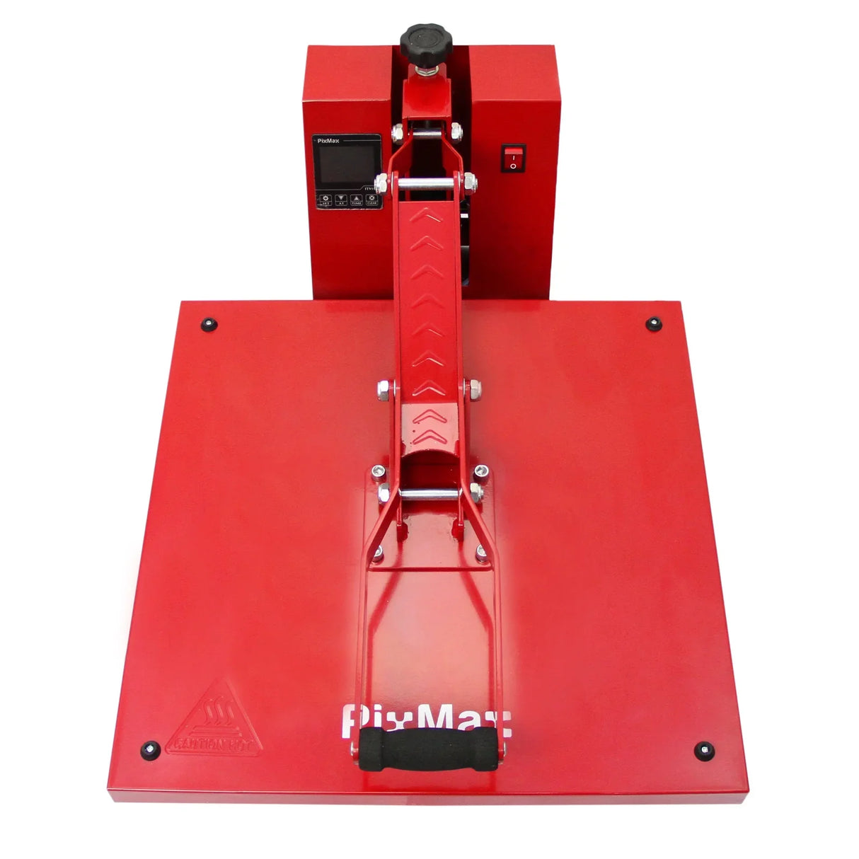 Red PixMax Heat Press Clam 50 x 50cm with adjustable handle and digital display, ideal for vinyl printing and crafting projects