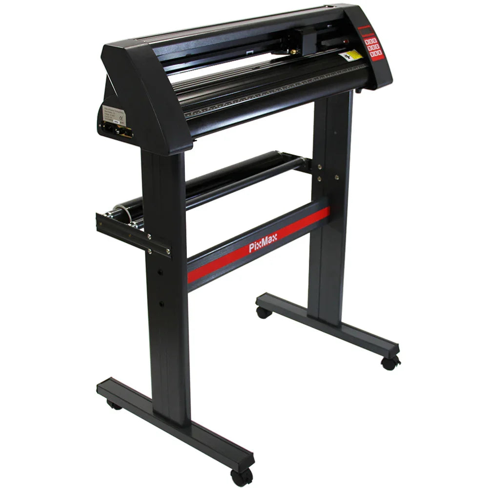 PixMax 38cm vinyl cutter with a sleek black frame, adjustable stand, and smooth cutting blade for precise designs and heat transfer projects