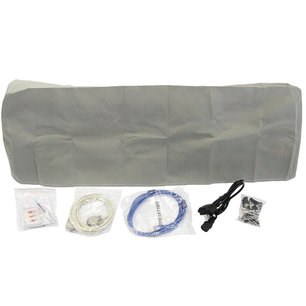PixMax 38cm Clam Heat Press with vinyl cutter, printer, and weeding pack, featuring cables and accessories in protective packaging