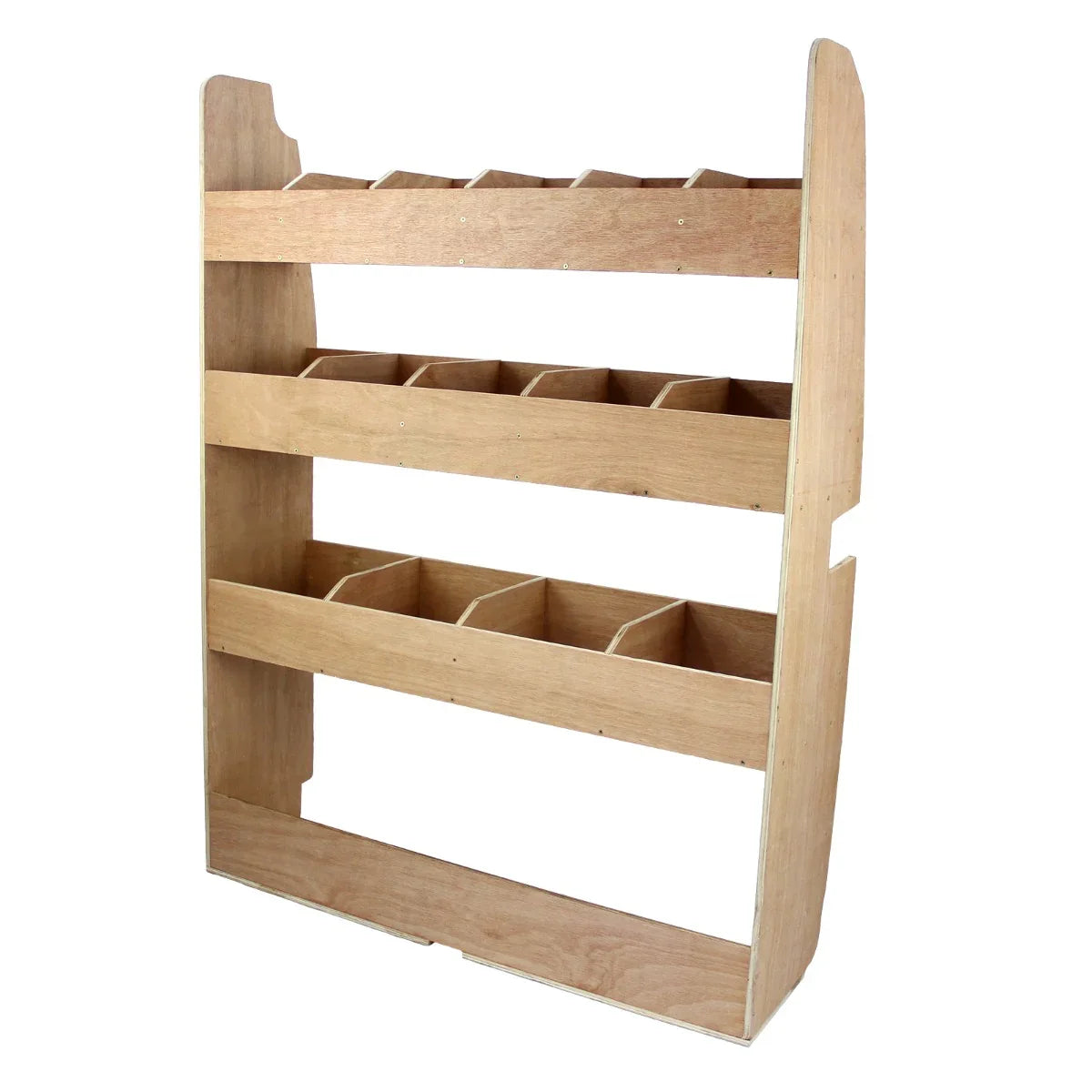 11sqm black van lining rack for Ford Transit Custom, featuring sturdy wooden construction with multiple storage compartments