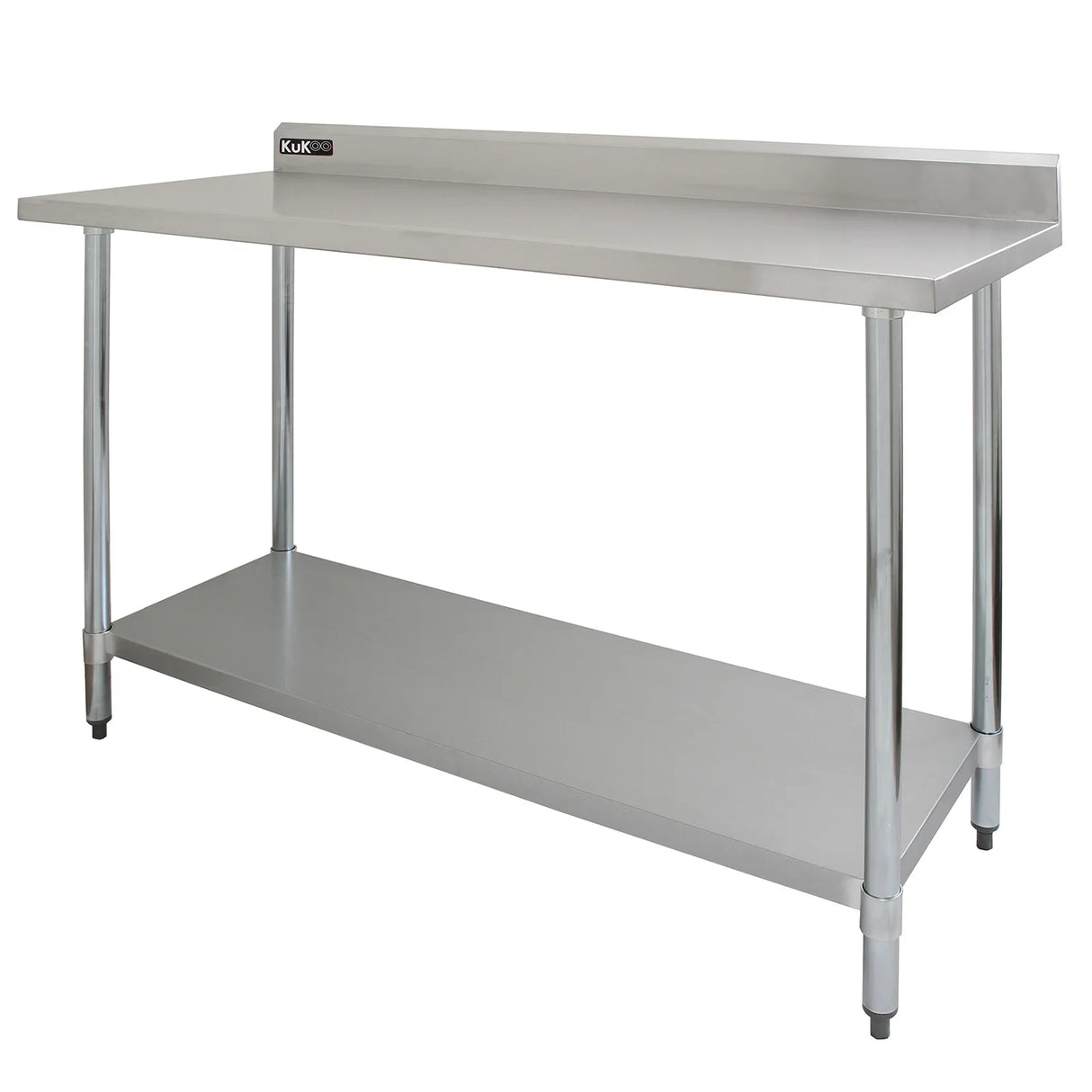 5ft stainless steel catering bench with a single over-shelf, featuring a sleek surface and sturdy legs for durability and stability