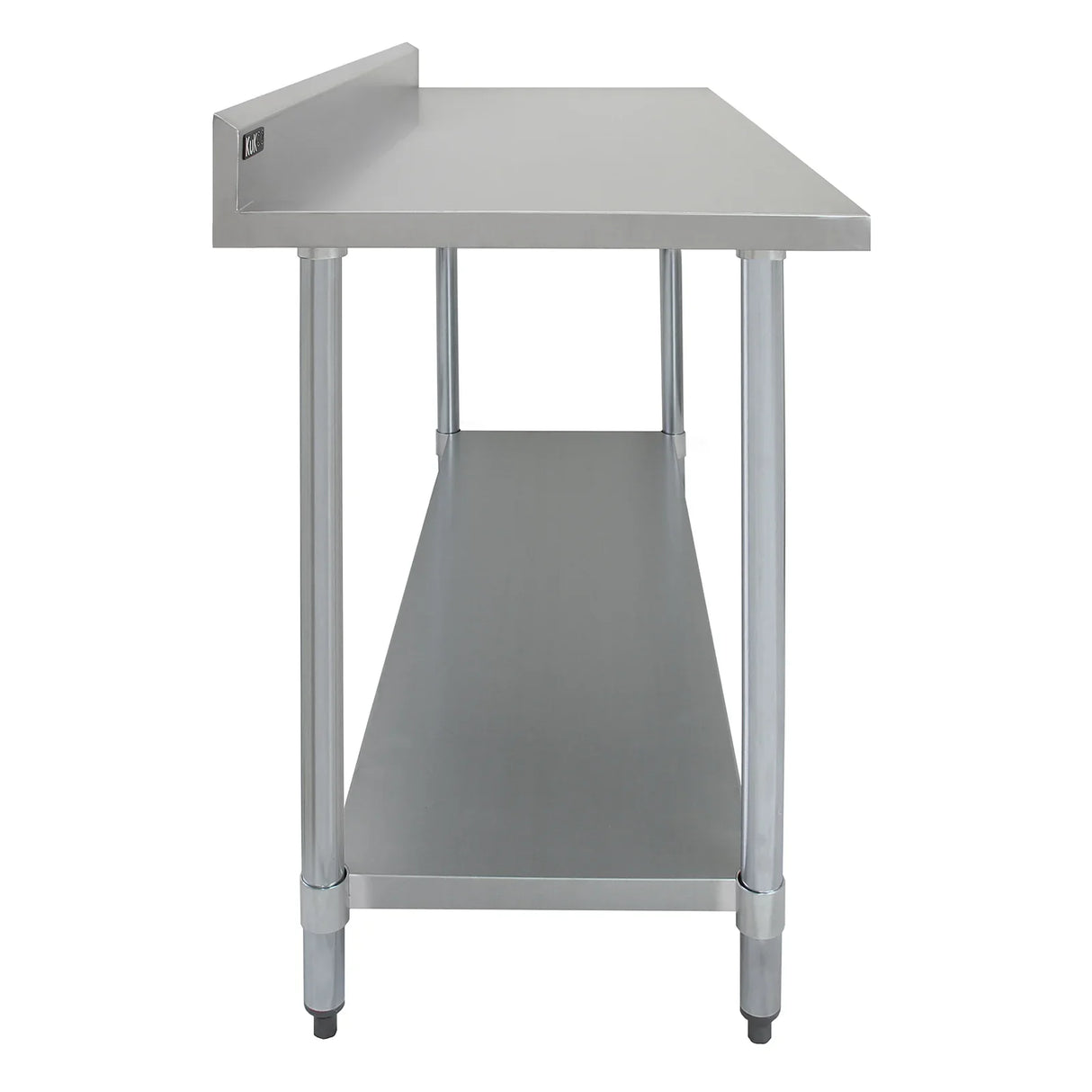 5ft wide commercial stainless steel catering table with a smooth surface, sturdy legs, and a lower shelf for storage