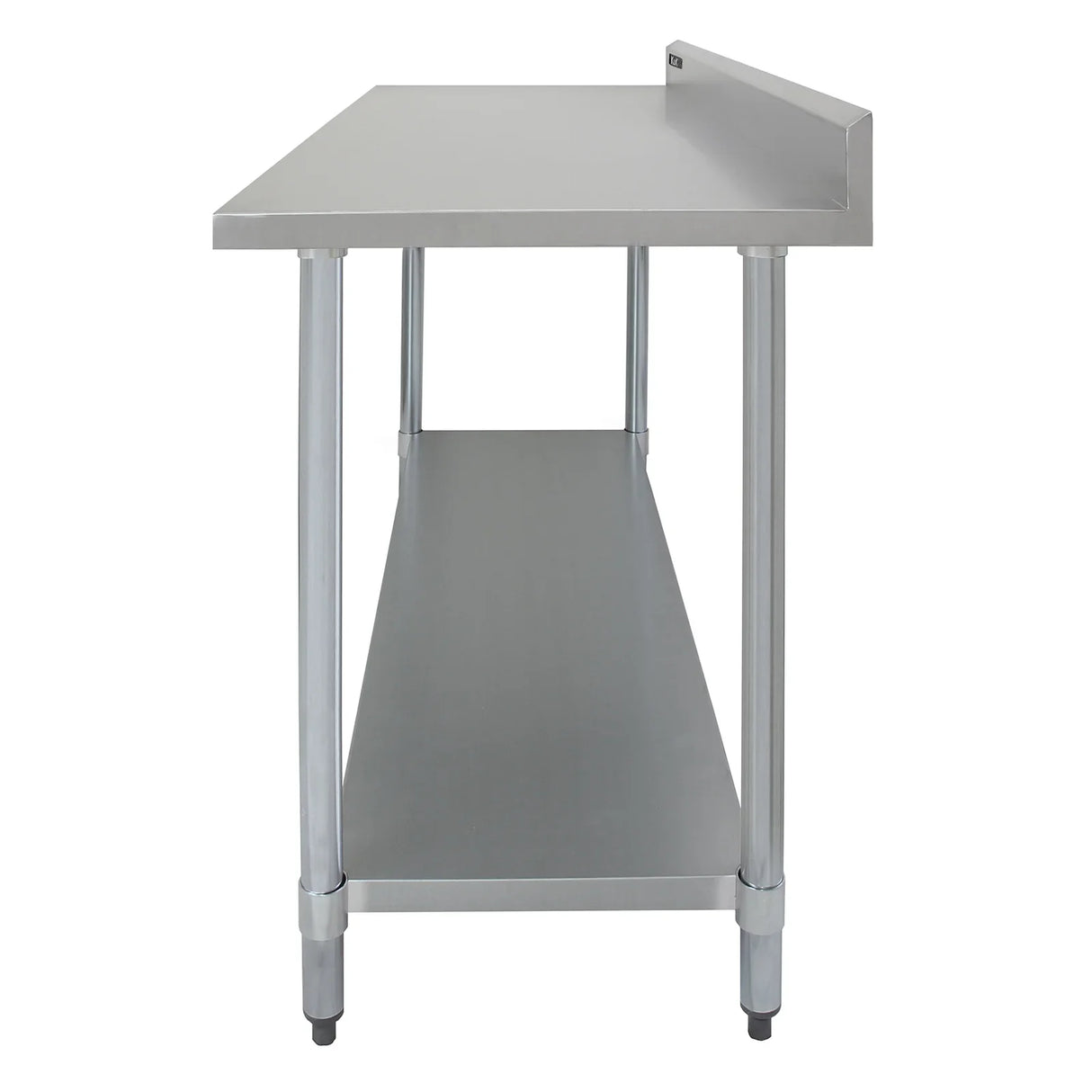 5ft wide commercial stainless steel catering table with a smooth surface, sturdy legs, and a lower shelf for storage