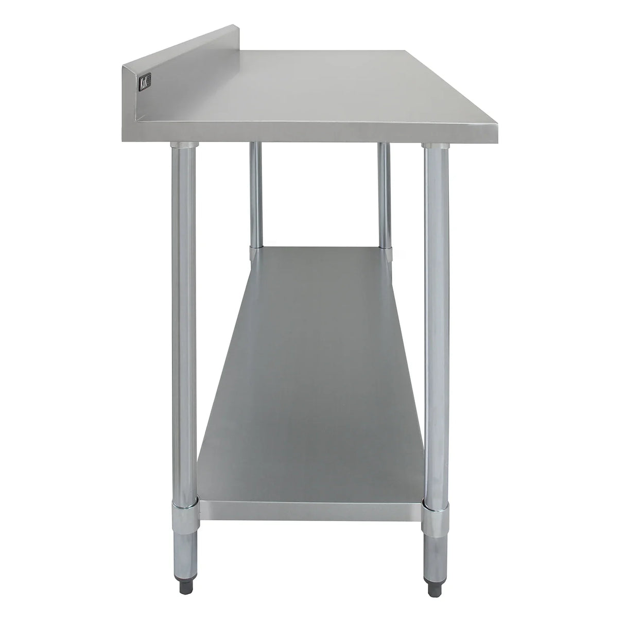 Kukoo 6ft catering bench with double over-shelf, featuring a sleek stainless steel surface and sturdy legs for durability