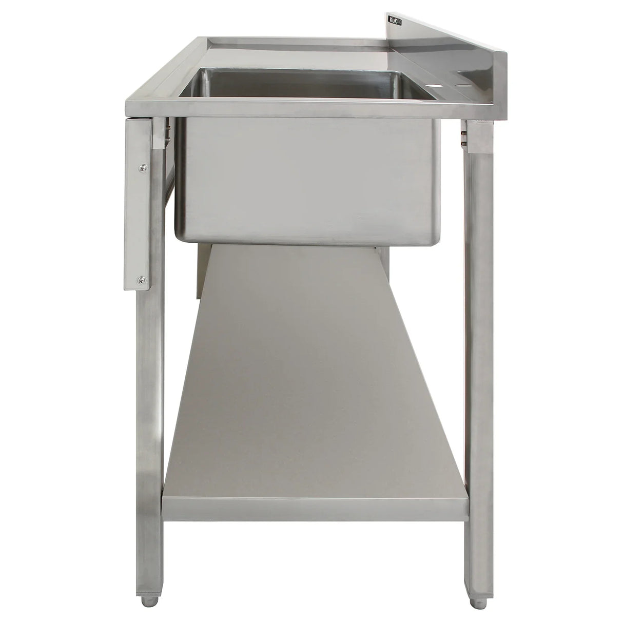 Stainless steel laboratory sink with a single bowl, left-hand drainer, featuring a sleek design and durable construction