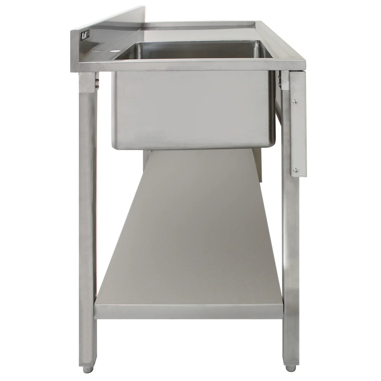 Stainless steel laboratory sink with a single bowl, right-hand drainer, featuring a sleek design and durable finish for lab use