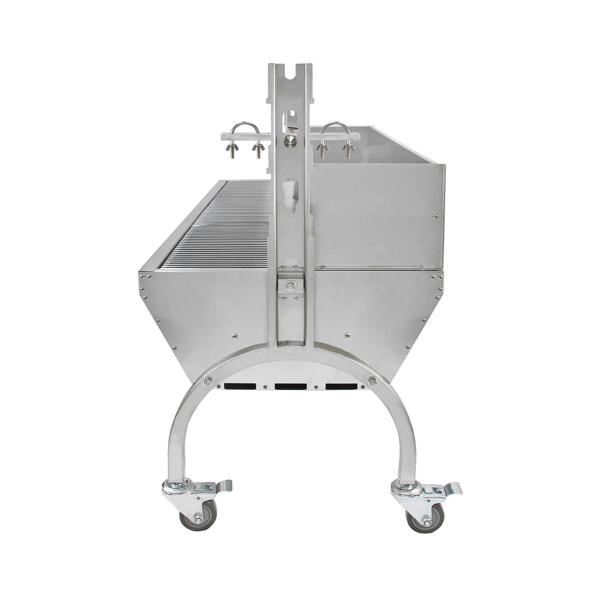 KuKoo 90kg Hog Roast Machine with stainless steel body, adjustable grill height, and sturdy wheels for easy mobility