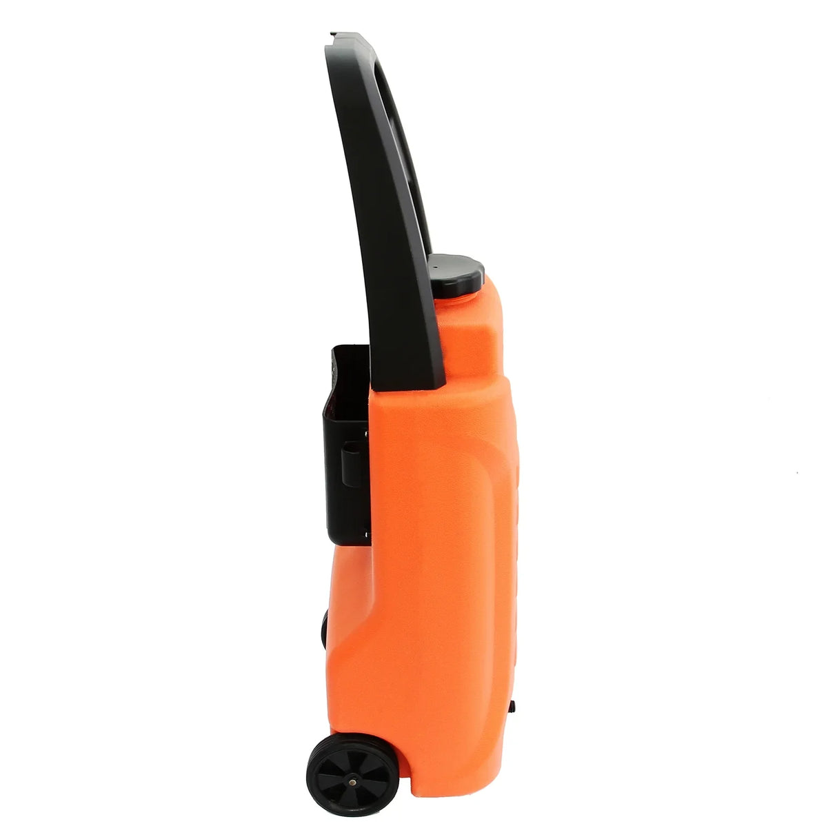 Side view of a bright orange 30L water trolley with a black handle and wheels, designed for use with a water fed cleaning pole