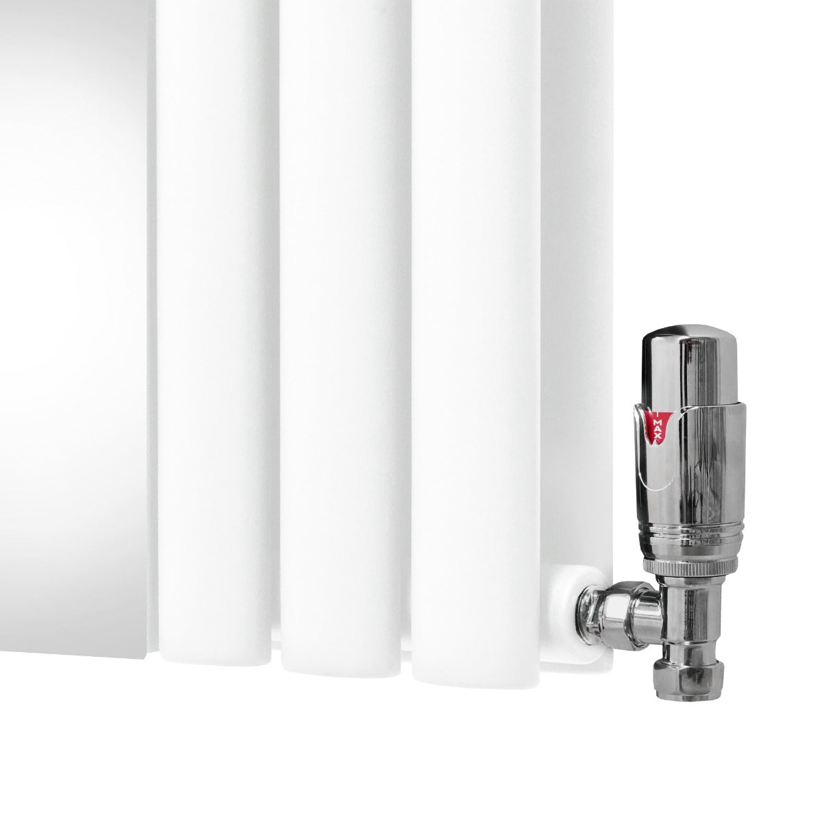 Oval Mirror Radiator & Valves - 1800mm x 380mm - White