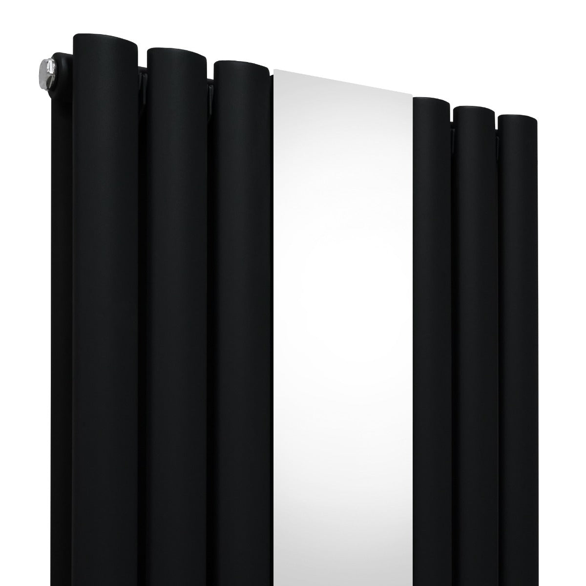 Oval Mirror Radiator & Valves - 1800mm x 380mm - Black