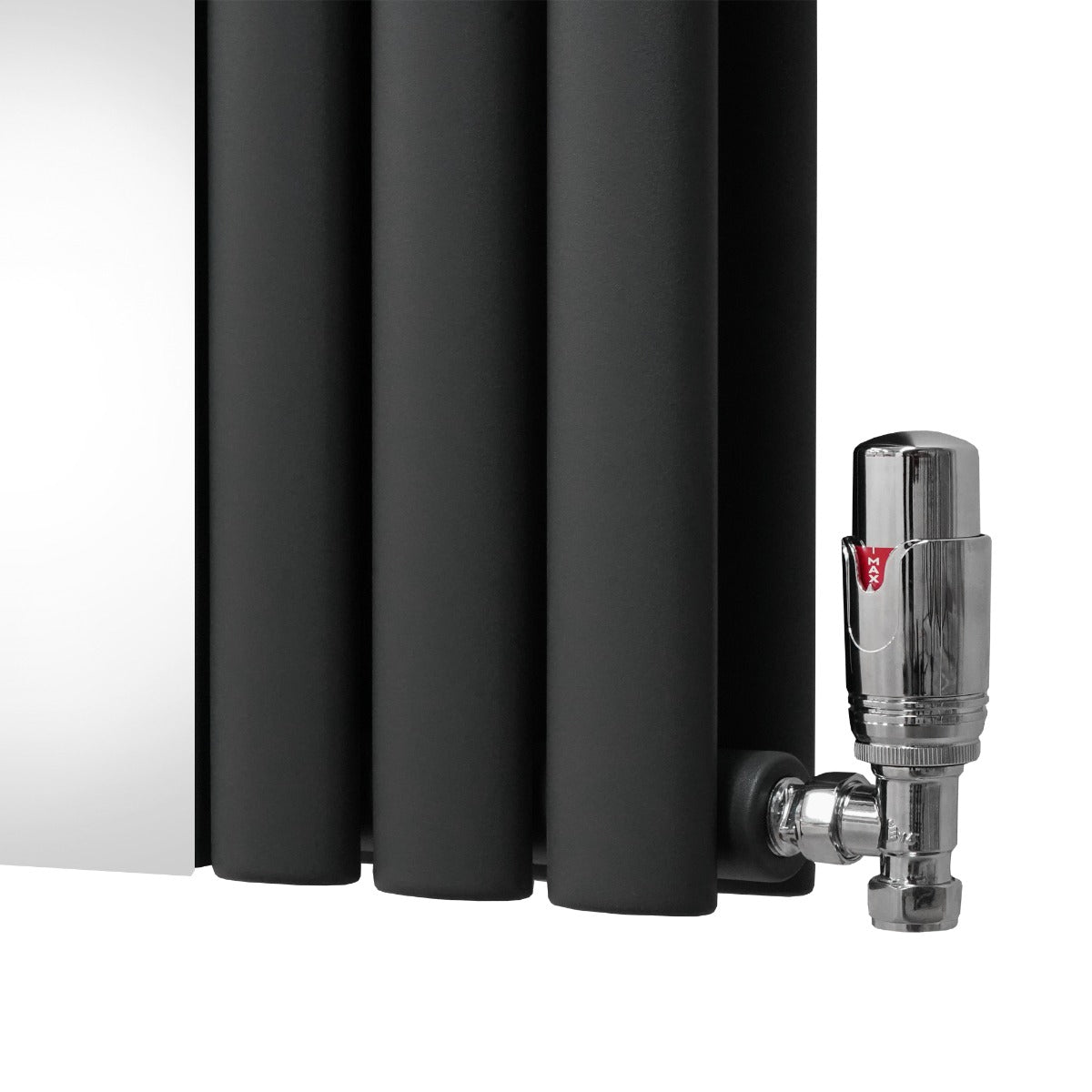 Oval Mirror Radiator & Valves - 1800mm x 500mm - Anthracite Grey