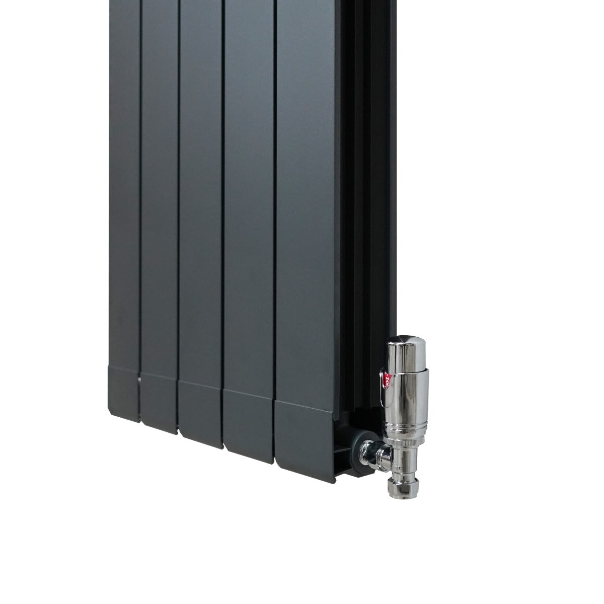 Aluminium Radiator & Valves – 1800mm x 395mm – Anthracite Grey