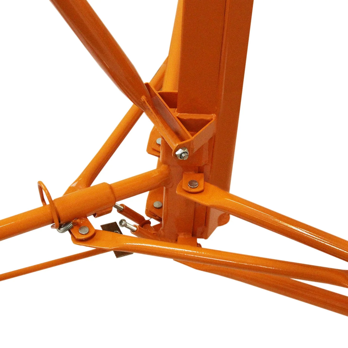 Durable orange drywall and plasterboard lifter hoist with sturdy metal frame and adjustable support arms for easy lifting