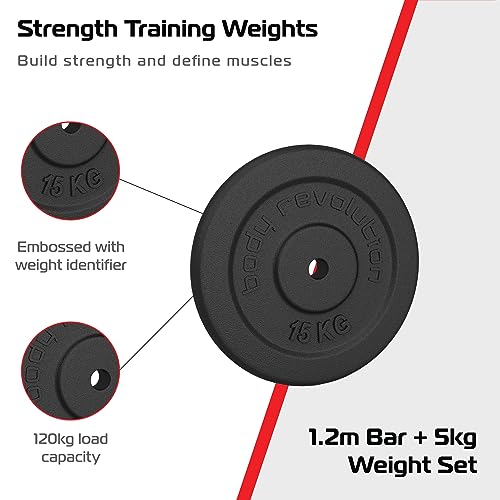 1.2m 1" Barbell and Cast Iron Weight Plate Sets - Body Revolution