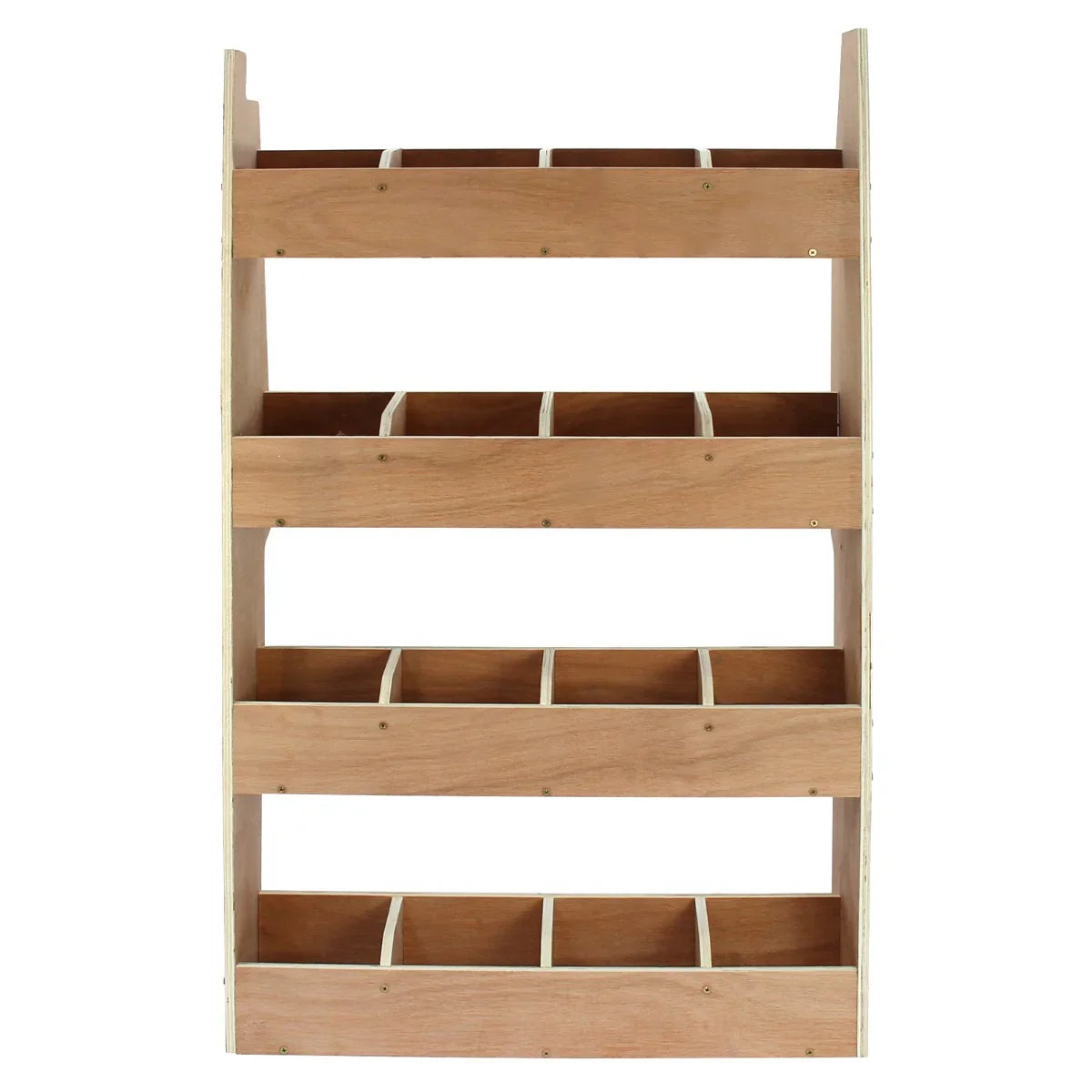 Black van lining racking unit with five wooden shelves, featuring multiple compartments for organized storage and easy access