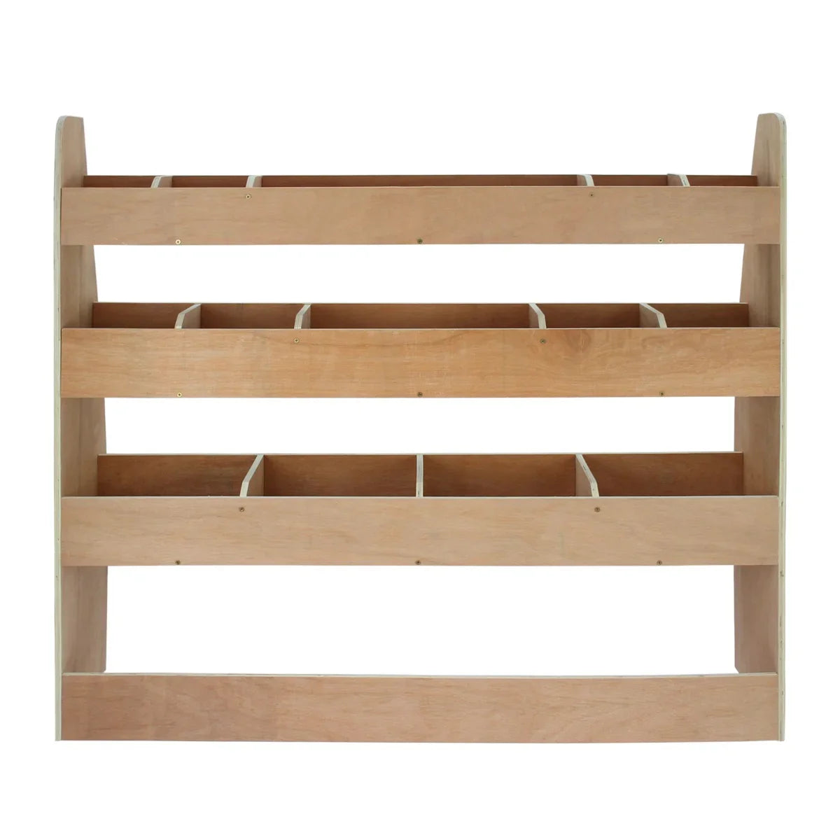 Silver van lining racking unit with three wooden shelves, featuring multiple compartments for organized storage and easy...