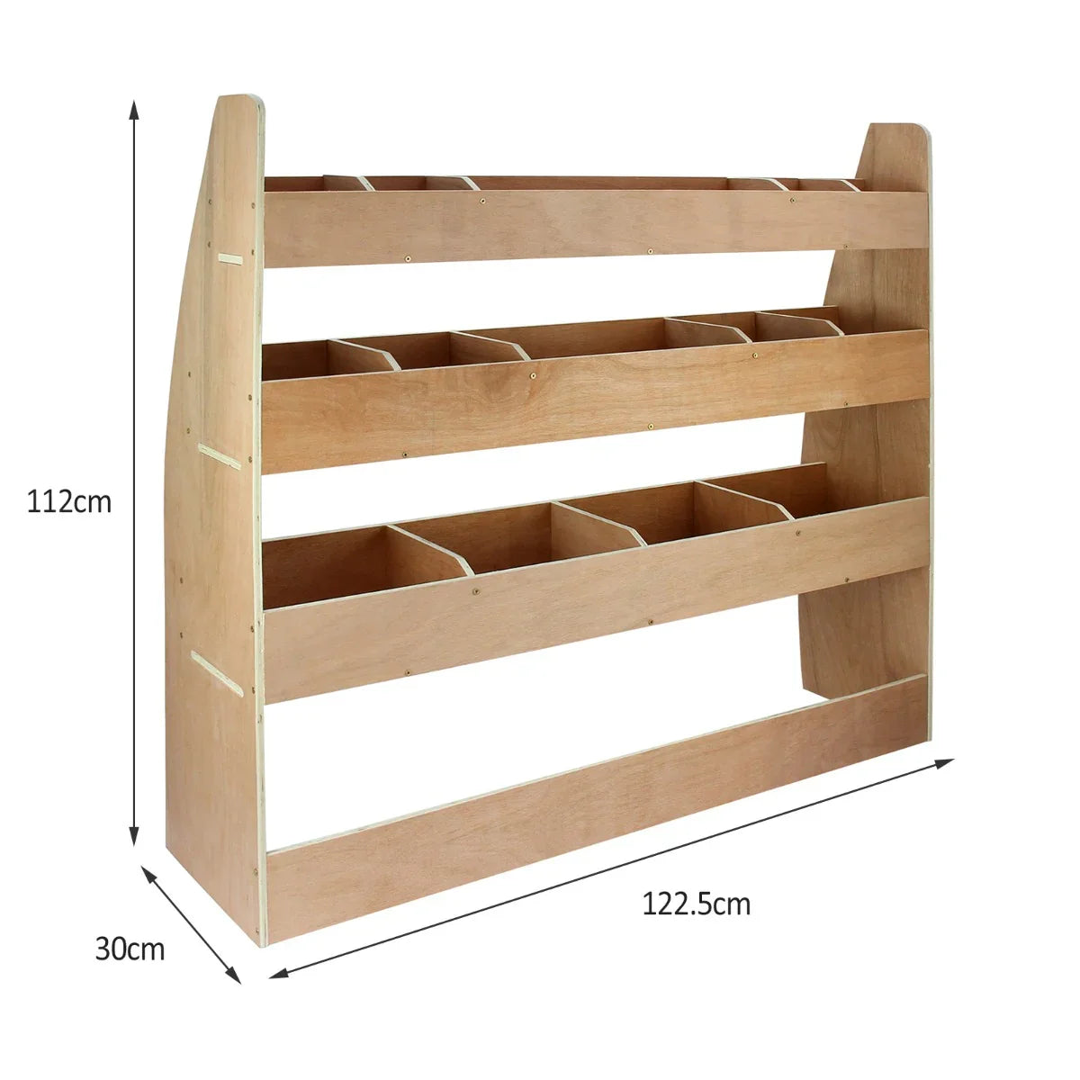 Smoke grey wooden racking unit for VW Transporter, featuring three shelves and six storage compartments, measuring...
