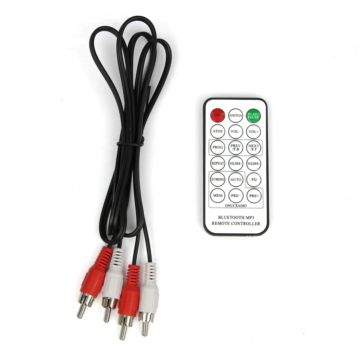 Bluetooth remote controller with red, white, and yellow RCA cables for Jukebox Vinyl Record Player & Sound System