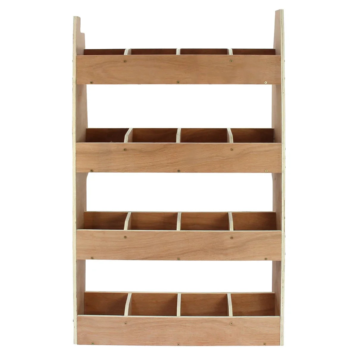 Nissan Primastar plywood van racking unit with four sturdy shelves, featuring multiple compartments for organized storage and easy access