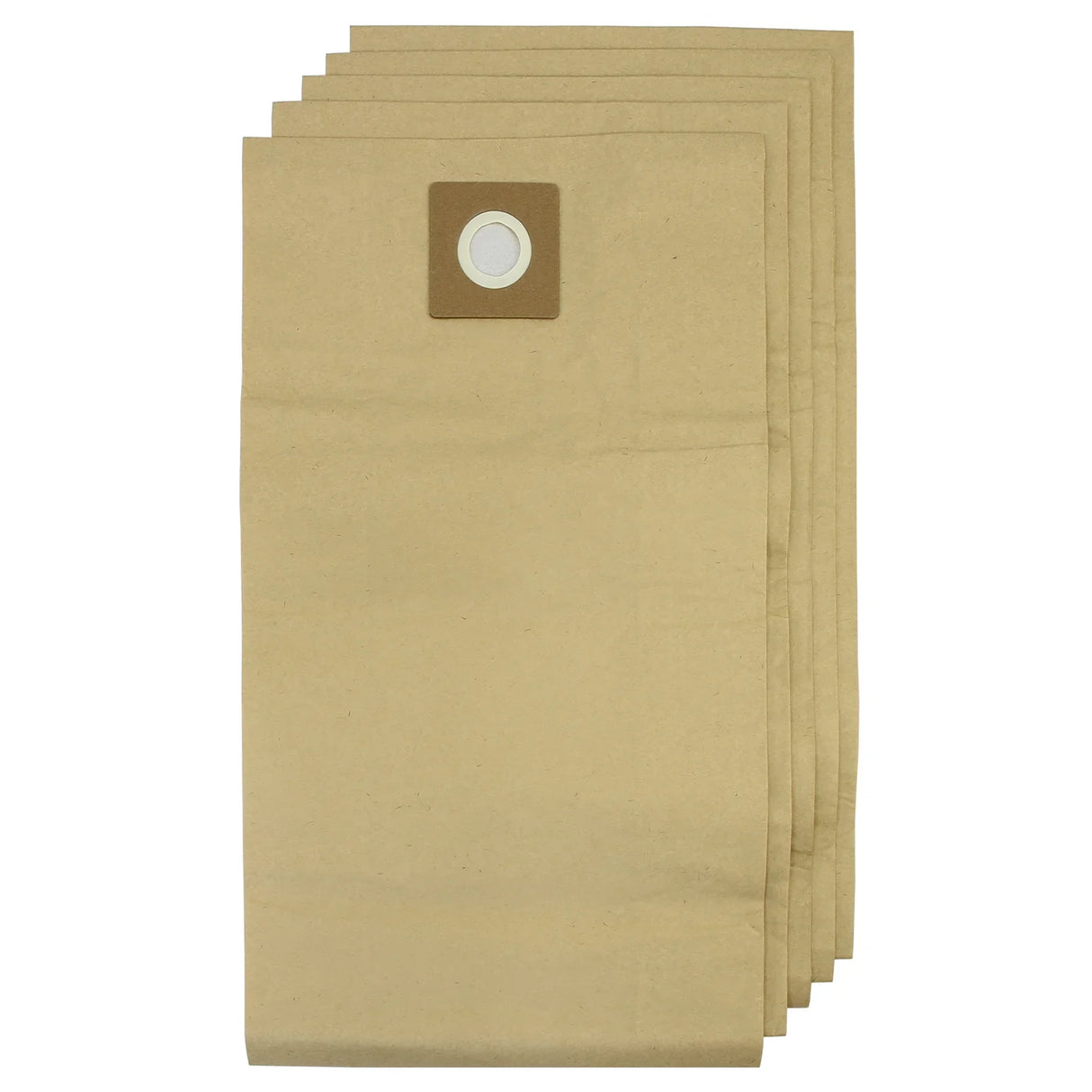 MAXBLAST 60L vacuum cleaner dust bags in a pack of five, featuring durable brown paper with a circular opening for easy installation
