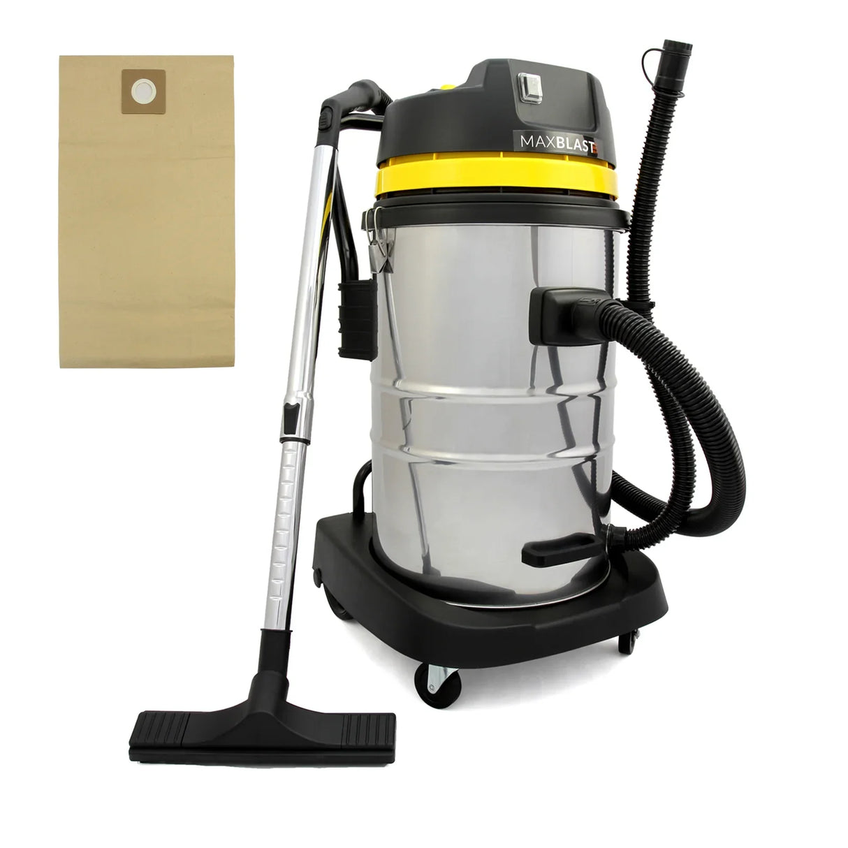 MAXBLAST 60L vacuum cleaner dust bags in a 5-pack, featuring durable brown paper material, designed for efficient dust collection