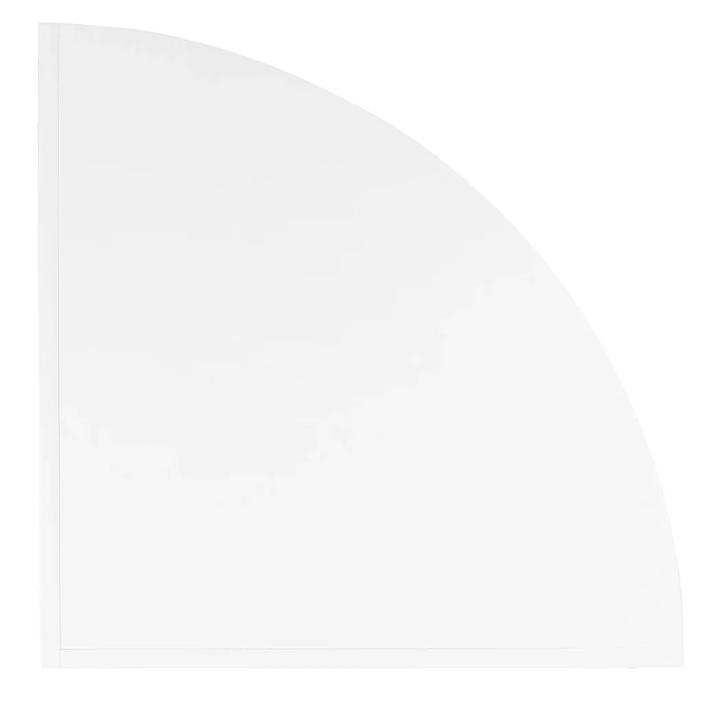 White retail shop corner counter LM60 with a sleek, curved design, featuring a smooth finish and modern aesthetic for any space