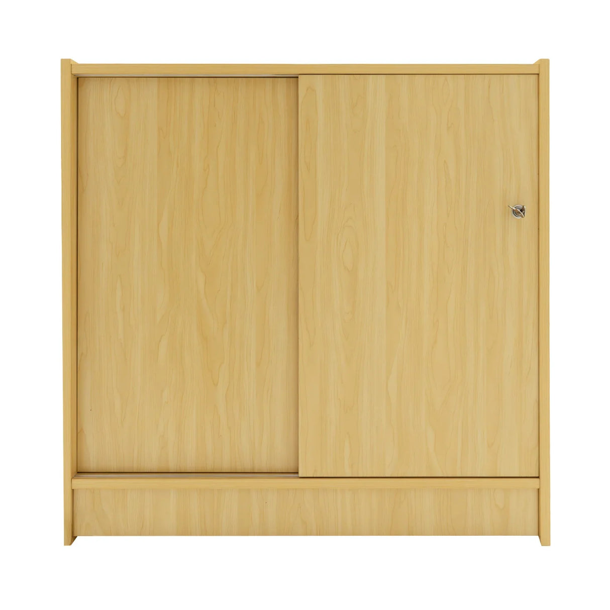 LED retail shop counter B900 in maple finish, featuring a sleek design with sliding doors and a smooth wood texture, ideal for display