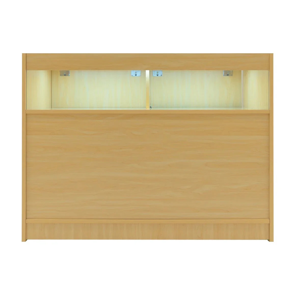 Maple LED retail shop counter B1200 featuring a smooth finish, illuminated display area, and sleek, modern design