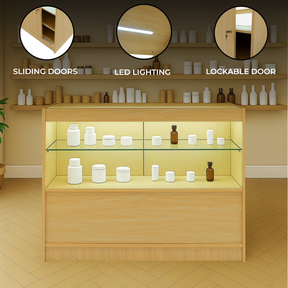 LED Retail Shop Counter C1200 - Maple