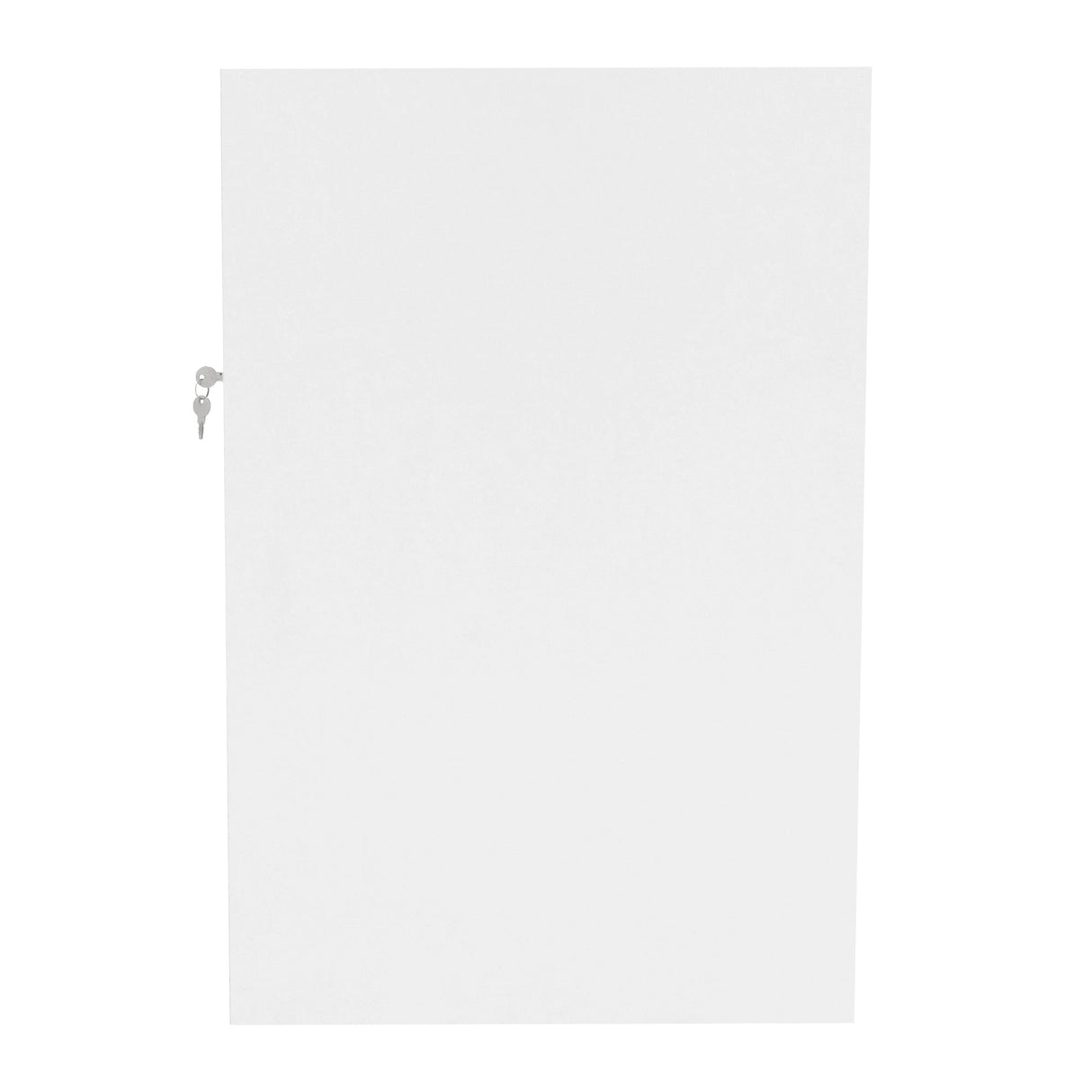 Sleek white LED retail shop counter K1200 with a smooth finish and a lockable door, ideal for showcasing merchandise