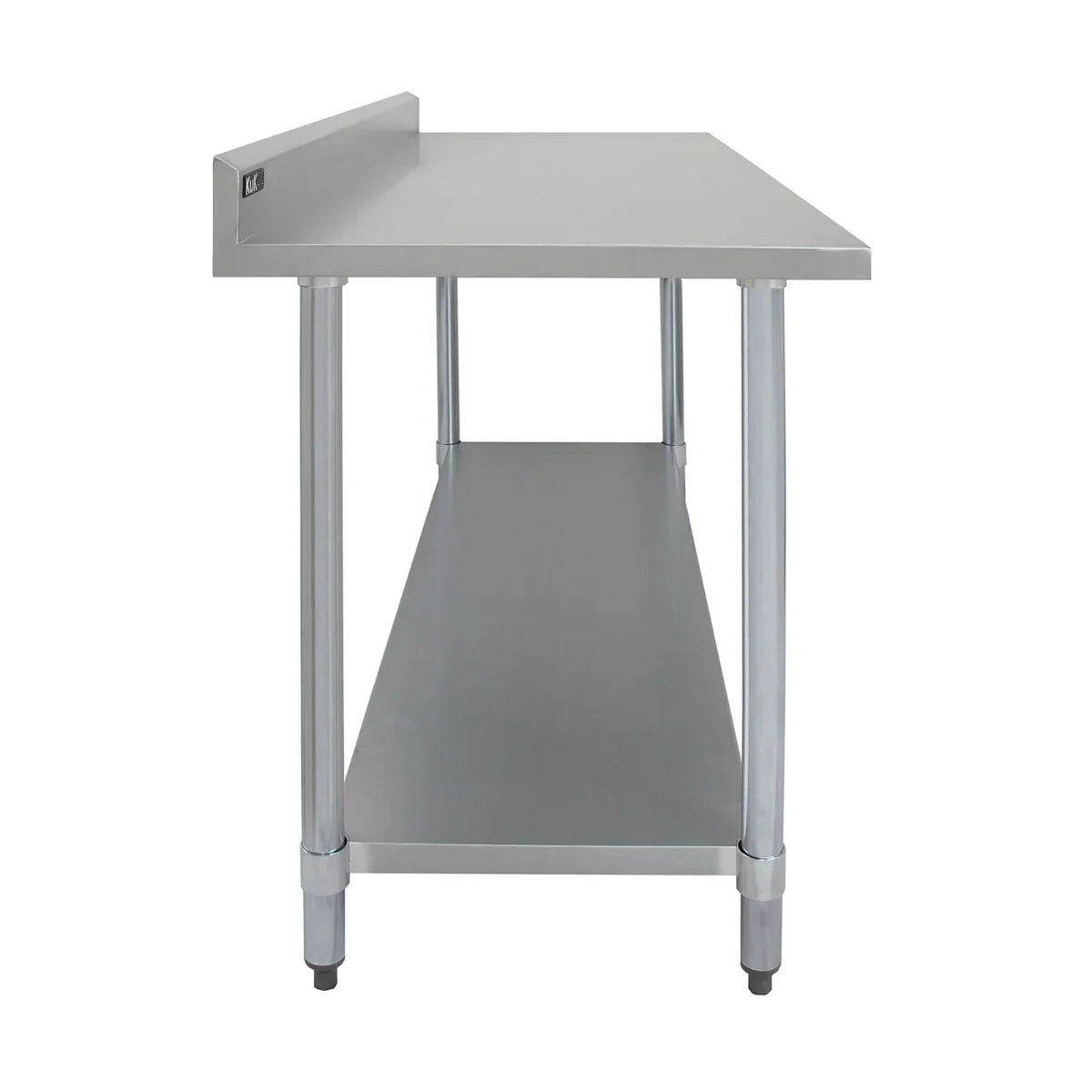 Commercial stainless steel catering table, 4FT wide, featuring a smooth surface, sturdy legs, and a lower shelf for storage