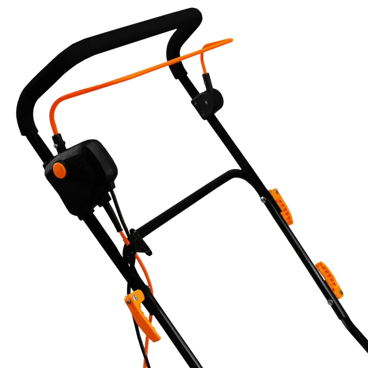 T-Mech Artificial Grass Vacuum features a sturdy black frame with orange accents, ergonomic handle, and power cord for easy maneuverability