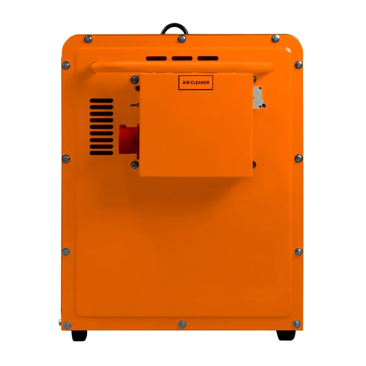 Portable silent diesel generator in bright orange, featuring a compact design, air cleaner, and single-phase 230V output