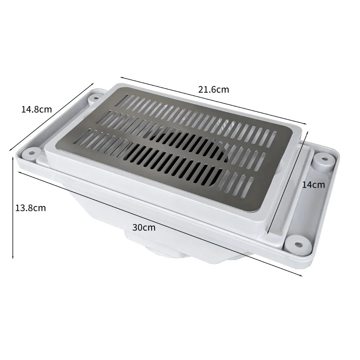 White professional manicure table dust collector with a sleek design, featuring a metal grate and compact dimensions for easy placement