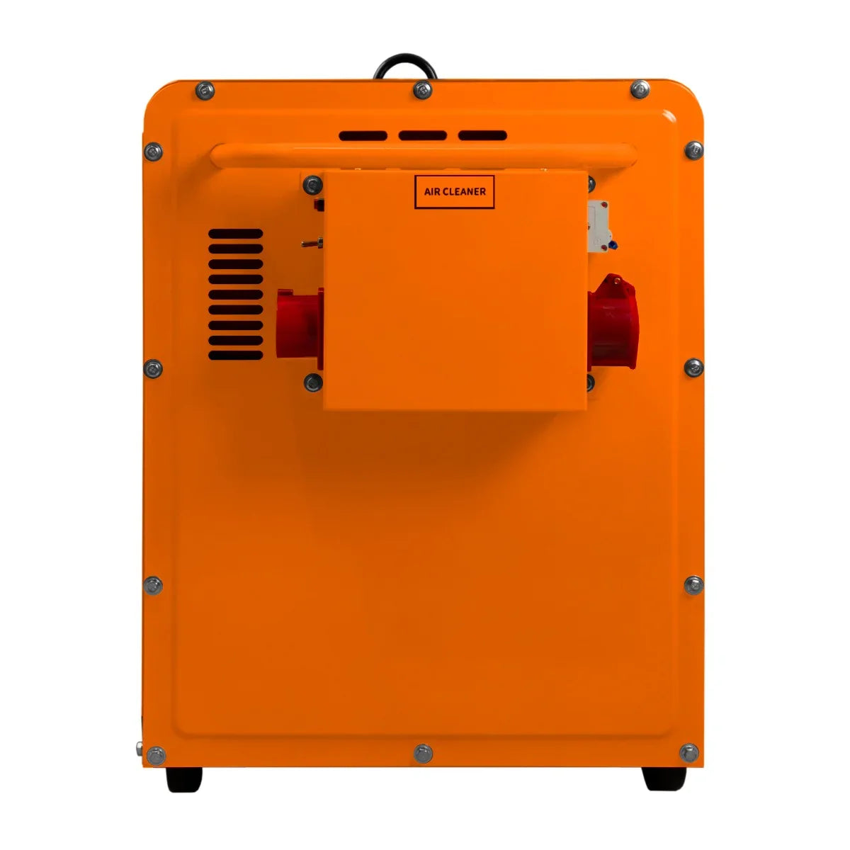 Portable silent diesel generator in bright orange, featuring an air cleaner, exhaust vent, and robust metal casing for durability